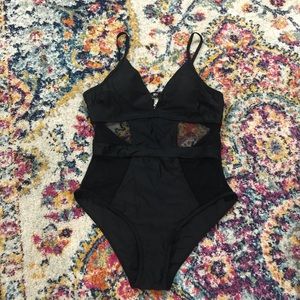 Cupshe Mesh One Piece Swimsuit - Black